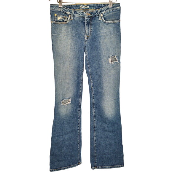 Marciano Vintage 90s Y2K Bootcut Distressed Detroyed Denim Jeans Size 32 - Picture 1 of 15